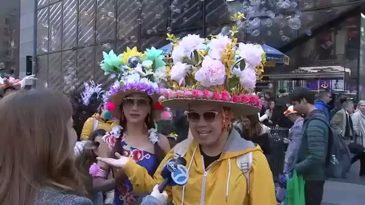 Festive spring bonnets on display at Easter Parade on Fifth Avenue