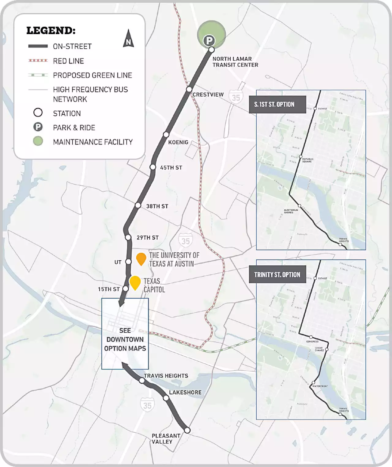 Austin's Five Light Rail Options