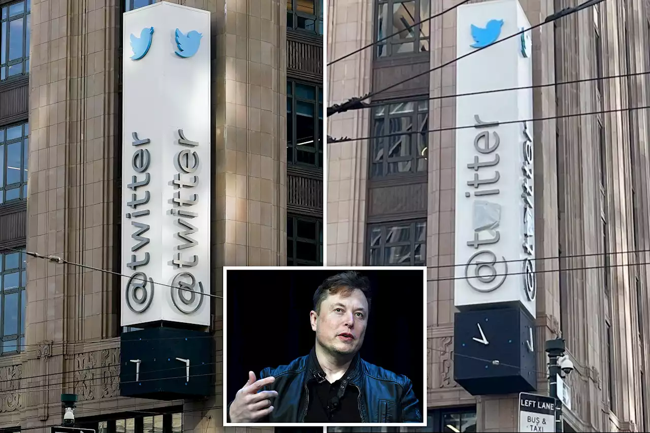 Elon Musk paints over the ‘w’ on Twitter HQ sign in San Francisco