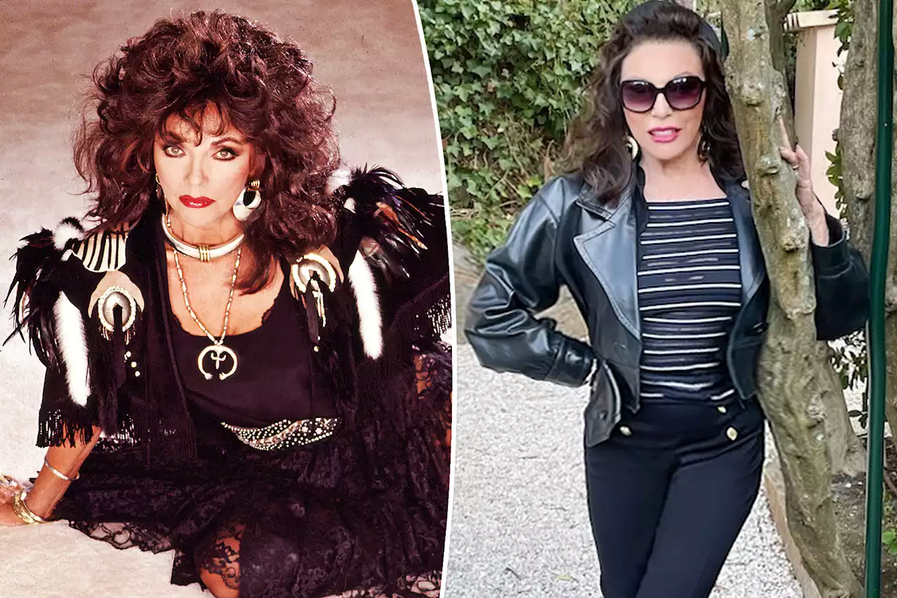 Joan Collins, 89, models her ‘80s vintage YSL jacket: ‘#shoppingmycloset’