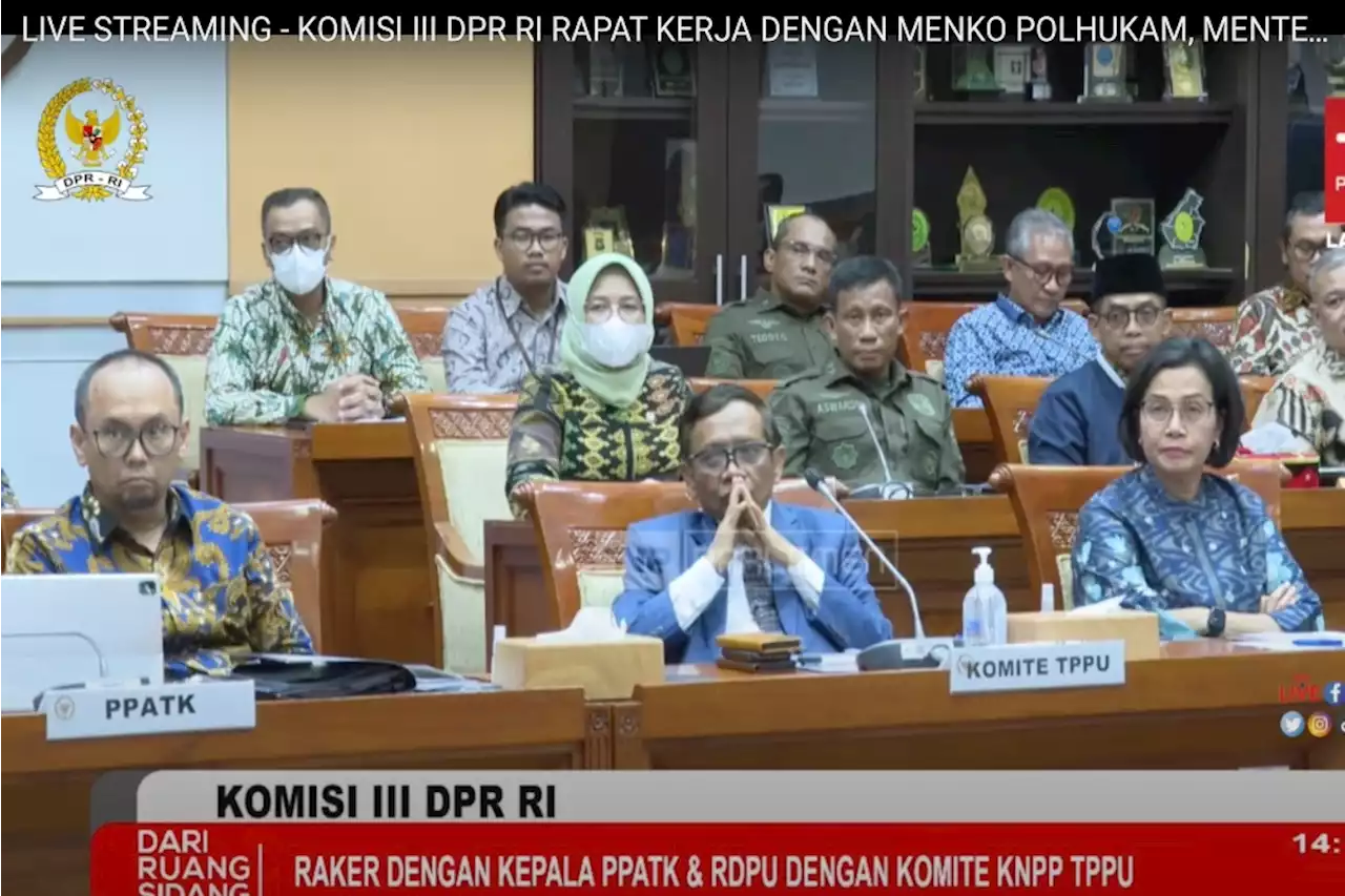 Mahfud MD dan Sri Mulyani Raker di Komisi III DPR Bahas Transaksi Janggal Rp349 T