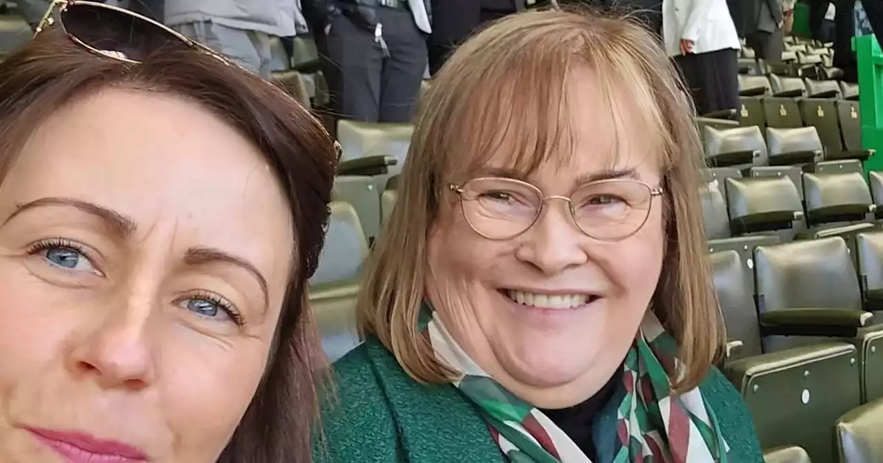 Susan Boyle dazzles in green as she watches Celtic beat the Rangers