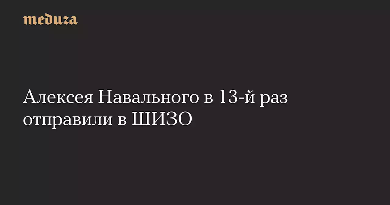 Алексея Навального в 13-й раз отправили в ШИЗО — Meduza