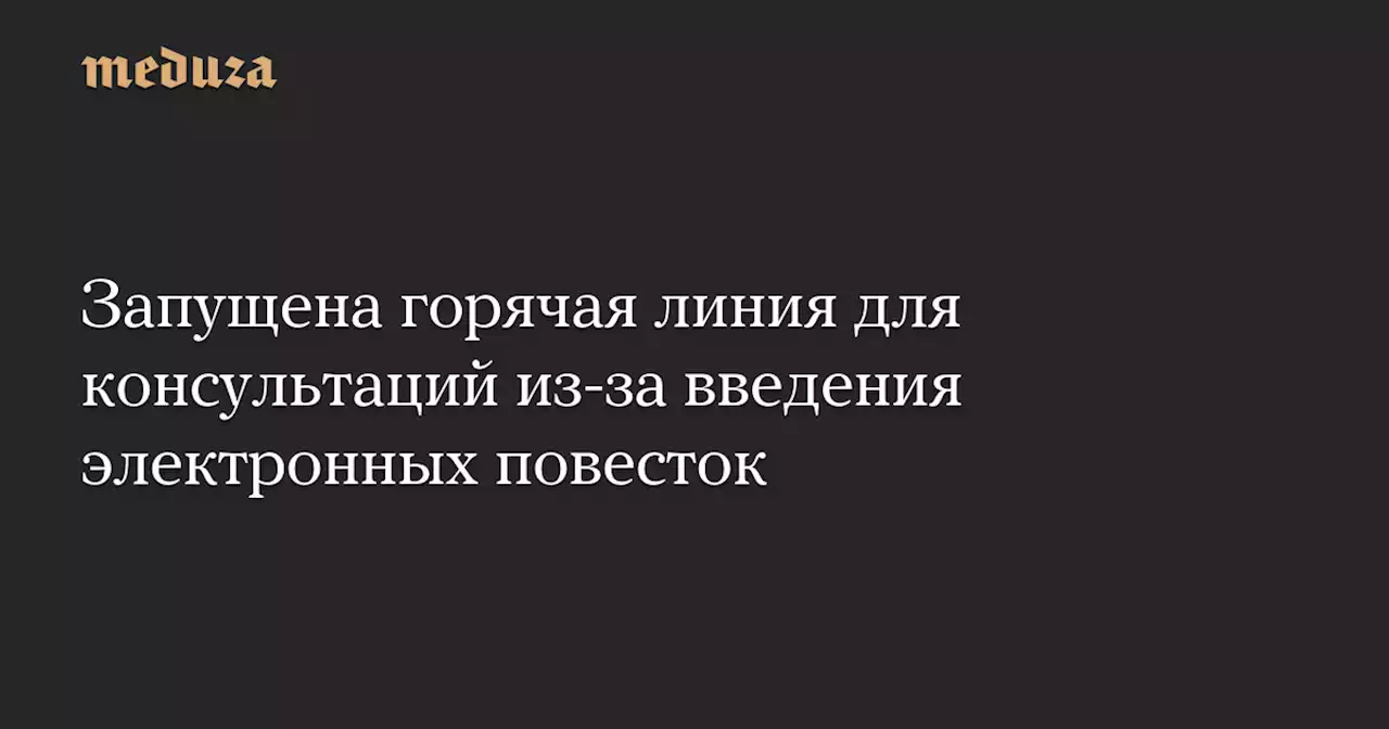 Запущена горячая линия для консультаций из-за введения электронных повесток — Meduza