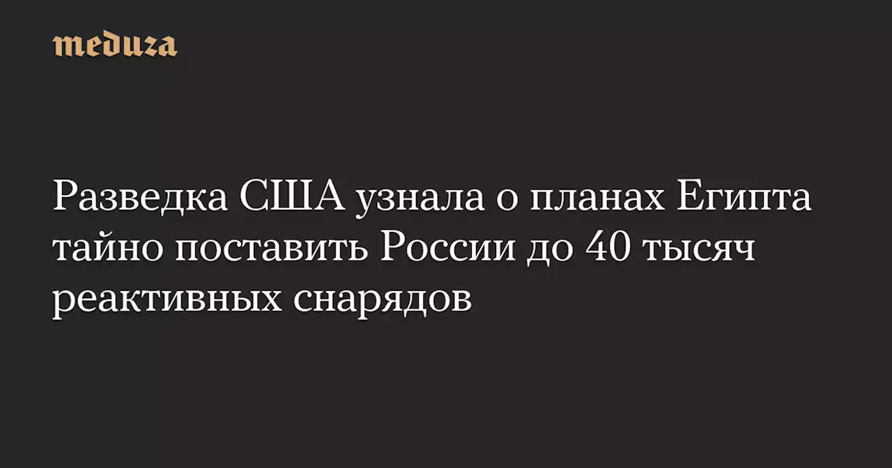 Разведка США узнала о планах Египта тайно поставить России до 40 тысяч реактивных снарядов — Meduza