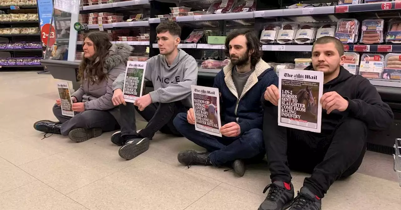 Campaigners stage 'sit in' of meat aisle in Nottingham store