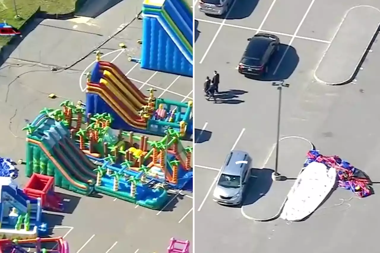 3 people injured after inflatable ride blows over at Lakewood carnival