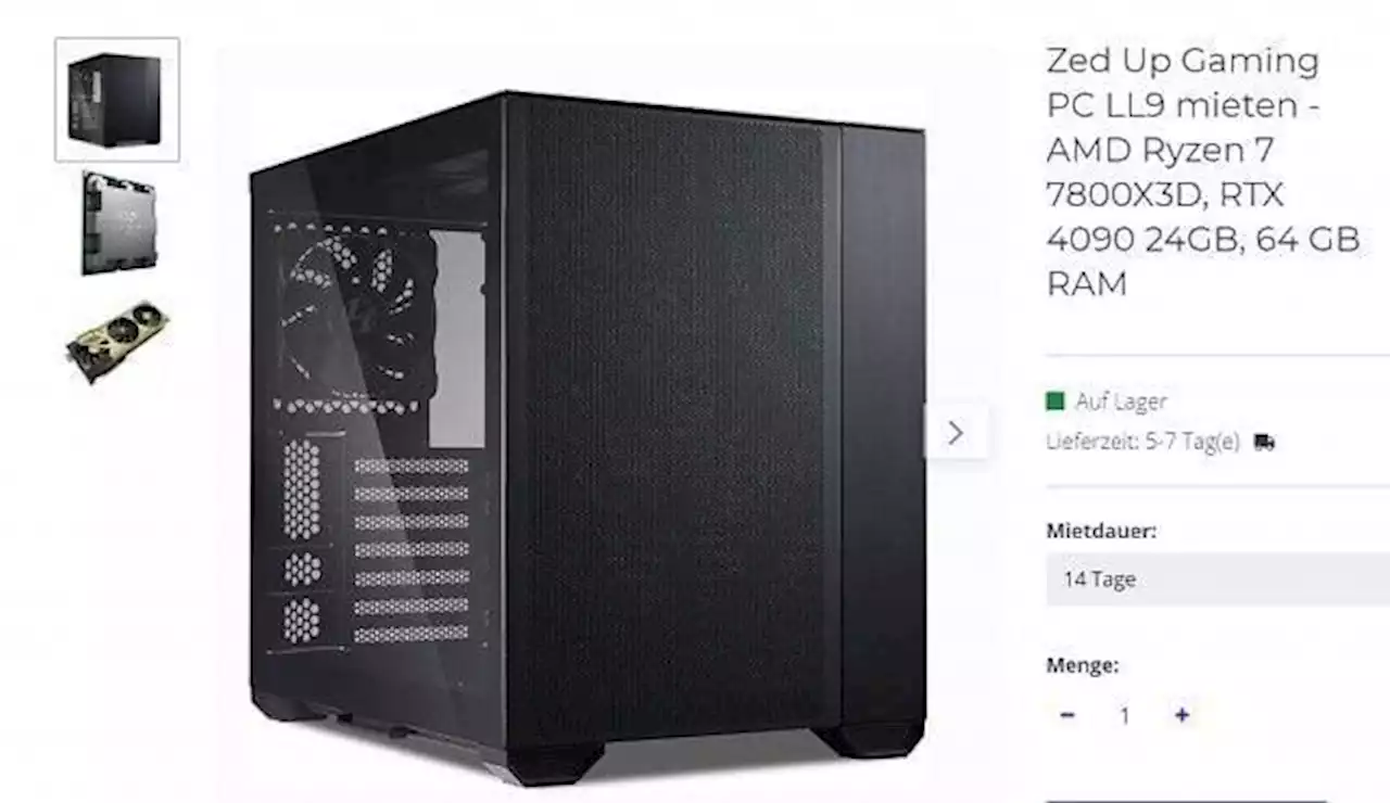 Ryzen 7 7800X3D: Nun auch zur Miete in Gaming-PCs von Zed-Up - ab 599 Euro