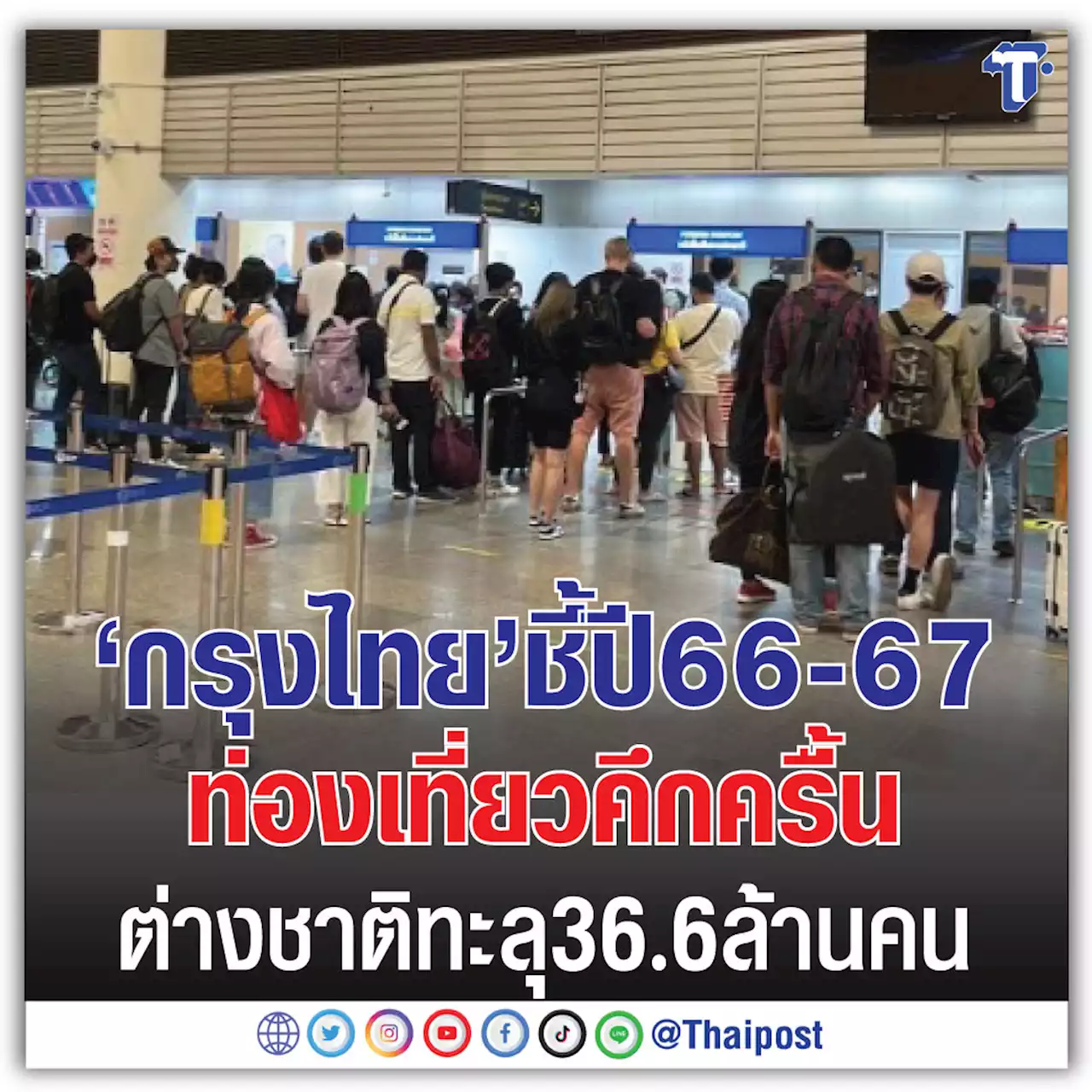 'กรุงไทย' ชี้ปี 66-67 ท่องเที่ยวคึกครื้นต่างชาติทะลุ 36.6 ล้านคน