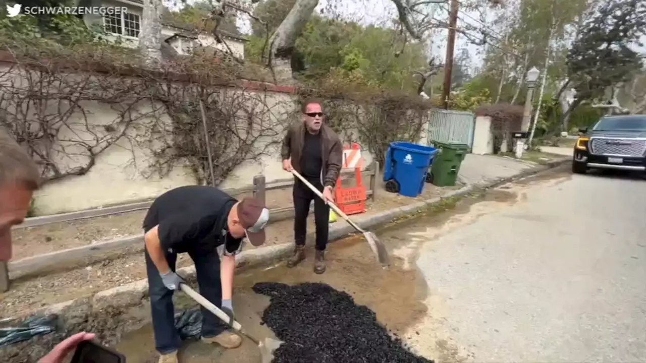 After pothole goes unrepaired, Arnold Schwarzenegger takes matter into his own hands