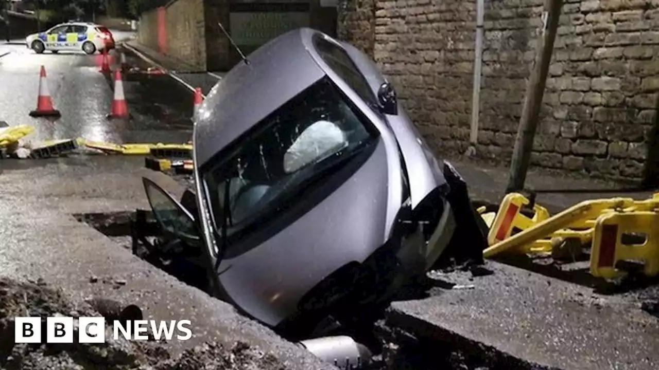 Huddersfield suspected drug driver crashes car into roadworks hole