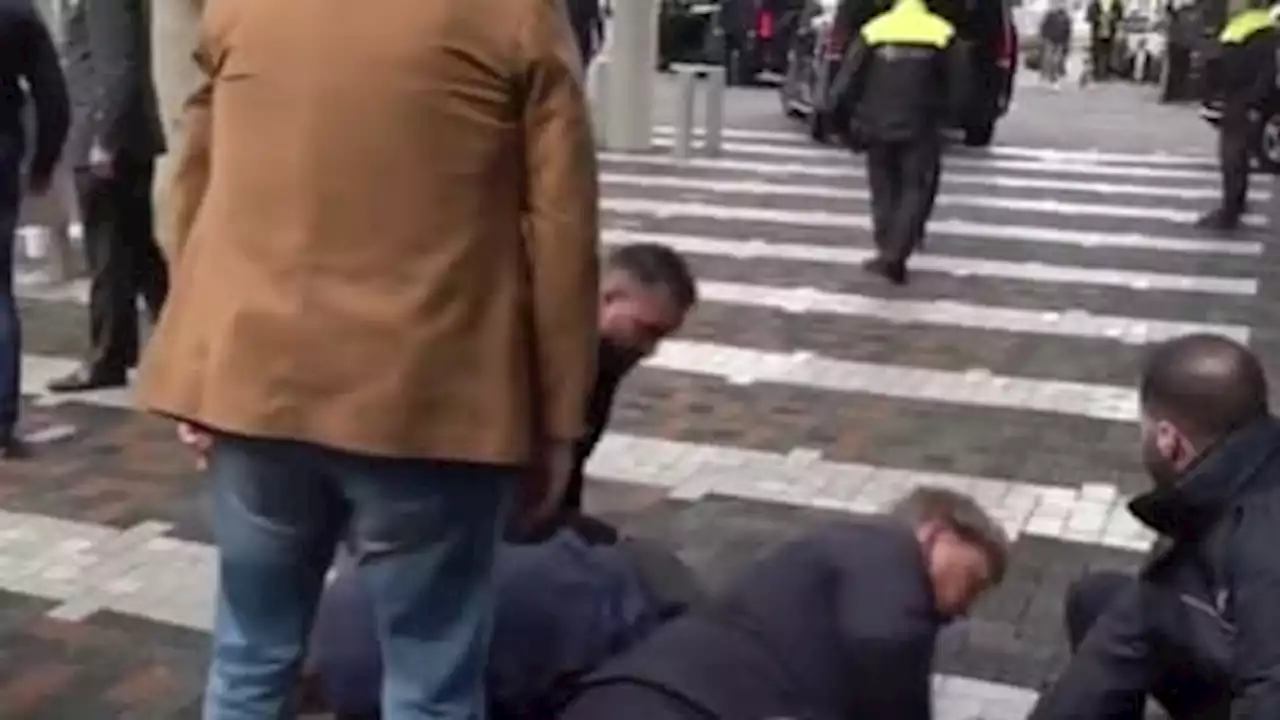 'On est là': un manifestant plaqué au sol après avoir chanté un hymne anti-Macron lors de sa visite à Amsterdam