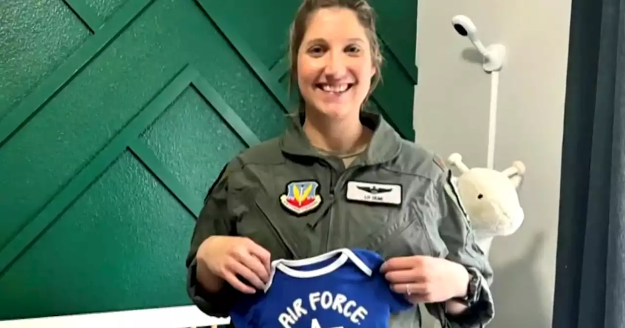 Pregnant Air Force pilot takes to the skies in supersonic bomber