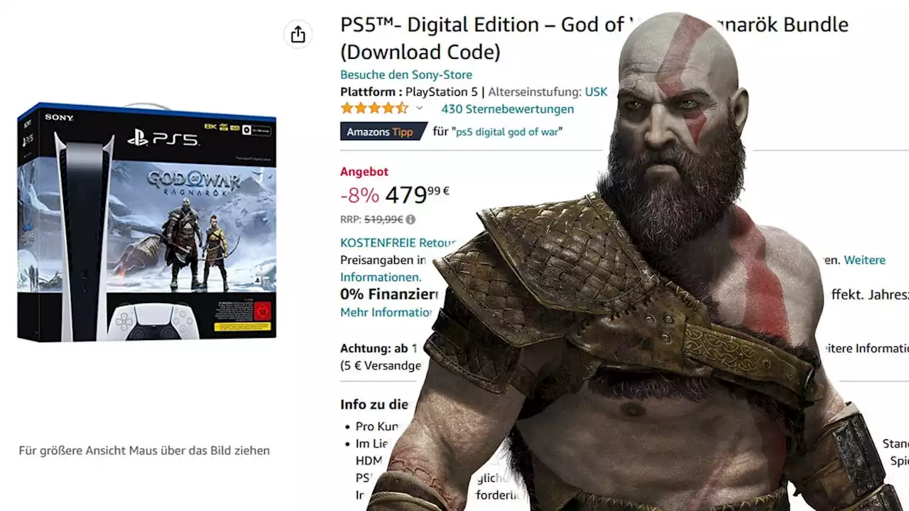 Die PS5 Digital mit God of War Ragnarök gibt’s bei Amazon aktuell für 480 Euro