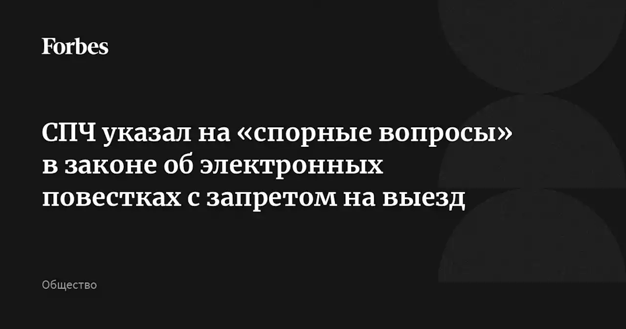 СПЧ указал на «спорные вопросы» в законе об электронных повестках с запретом на выезд