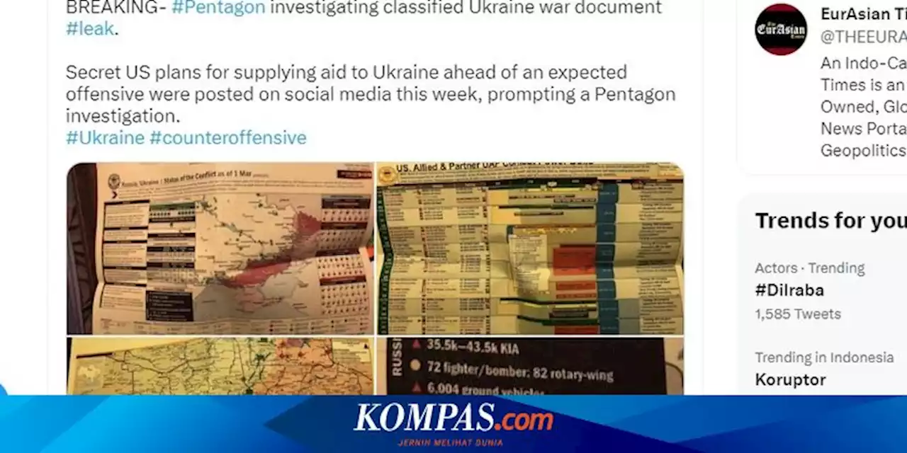 Penjelasan Bocornya Dokumen Rahasia AS, Terparah Sejak WikiLeaks, Bikin Pentagon Panik