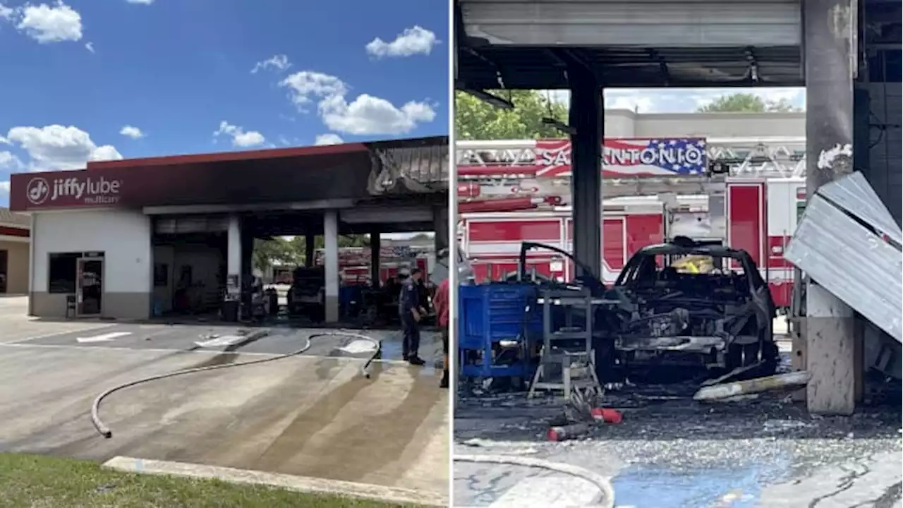 North Side Jiffy Lube partially collapses after multiple cars catch fire, SAFD says