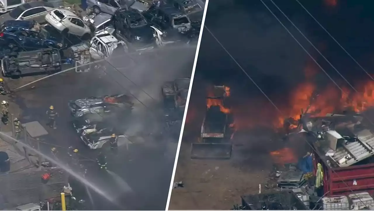 120 Firefighters Respond to Huge Junkyard Fire in North Philly; Health Dept. Warns Residents