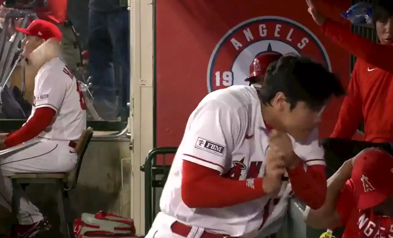 Shohei Ohtani narrowly avoids getting struck by foul ball in Angels scare