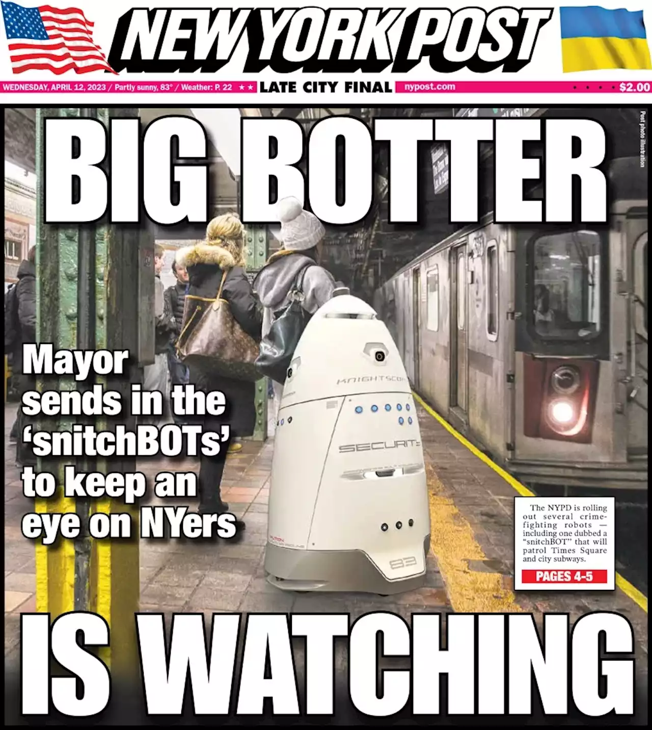 NYPD rolls out ‘snitchBOT’ to patrol city subways, monitor criminals