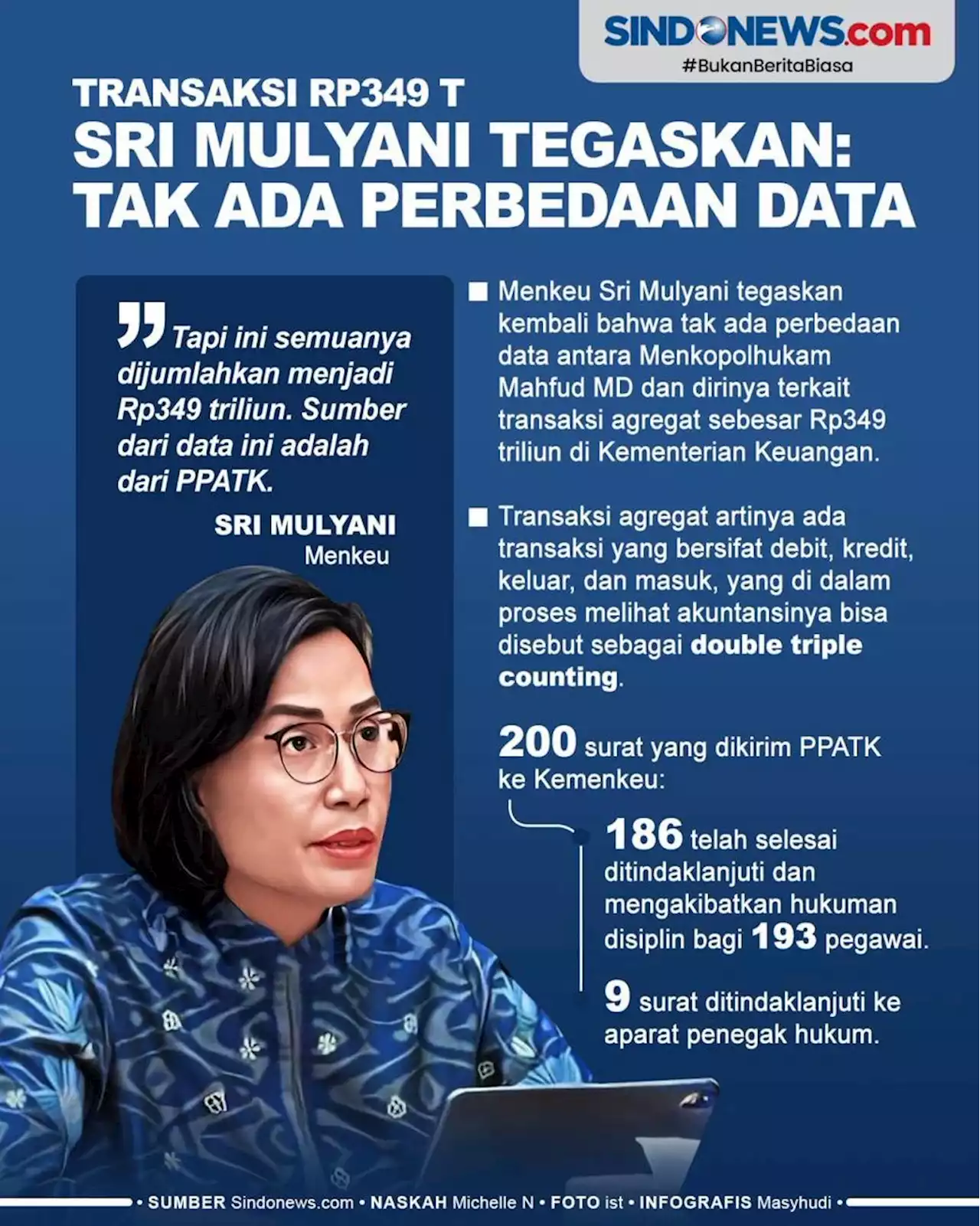 Transaksi Rp349 T, Sri Mulyani Tegaskan: Tak Ada Perbedaan Data