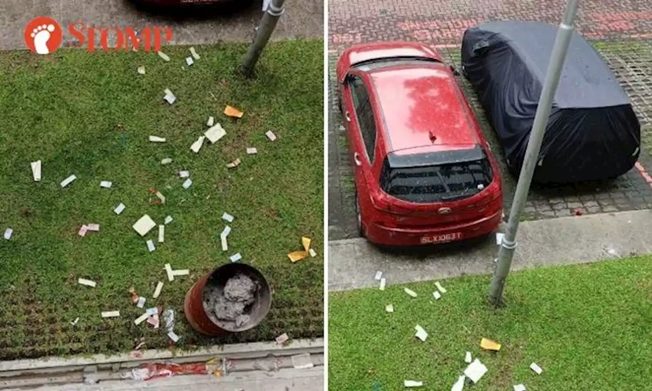 Burning of joss paper at Haig Road leaves behind litter and ash on 2 cars -- but one is lucky