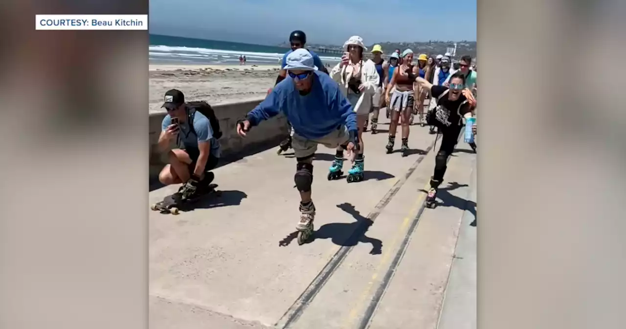 Pacific Beach rollerblading legend 'Slomo' celebrates 80th birthday