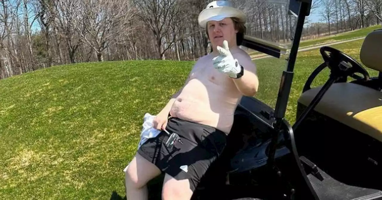 Lewis Capaldi goes topless on golf course as he urges fans to support new single