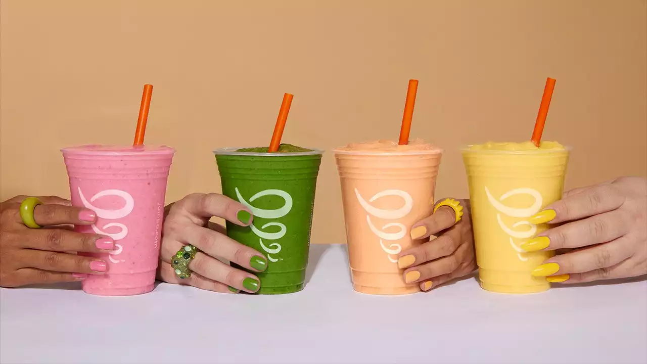 Nail polish colors representing popular Jamba smoothies available soon in new collaboration