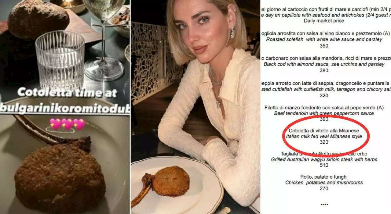 Chiara Ferragni ordina una cotoletta «da 320 euro» a Dubai: critiche social, ma il prezzo è sbagliato. Ecco quanto costa (davvero)