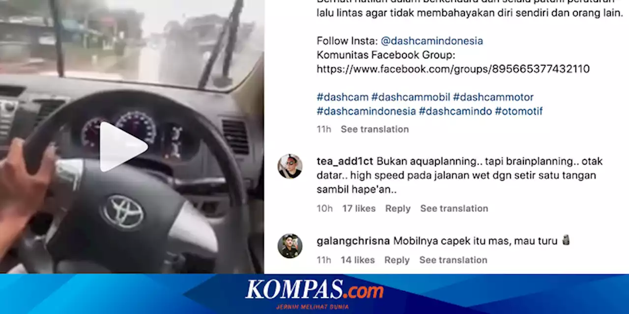 Video Mobil Fortuner Alami Aquaplaning, Sopir Ngebut Sambil Main HP