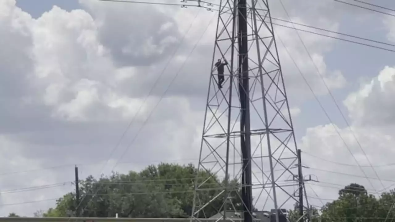 Rescue efforts underway after man climbs Fort Bend County electrical tower