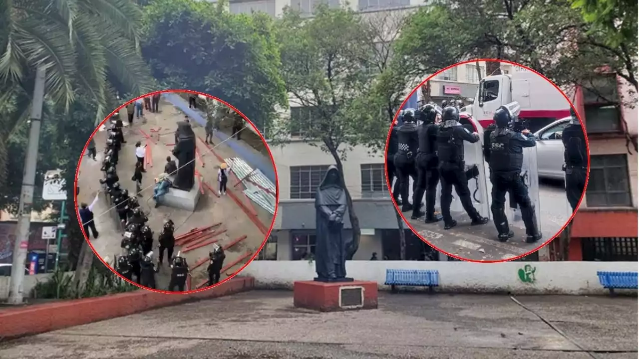 Retiran valla que colocó Sandra Cuevas en plaza Giordano Bruno