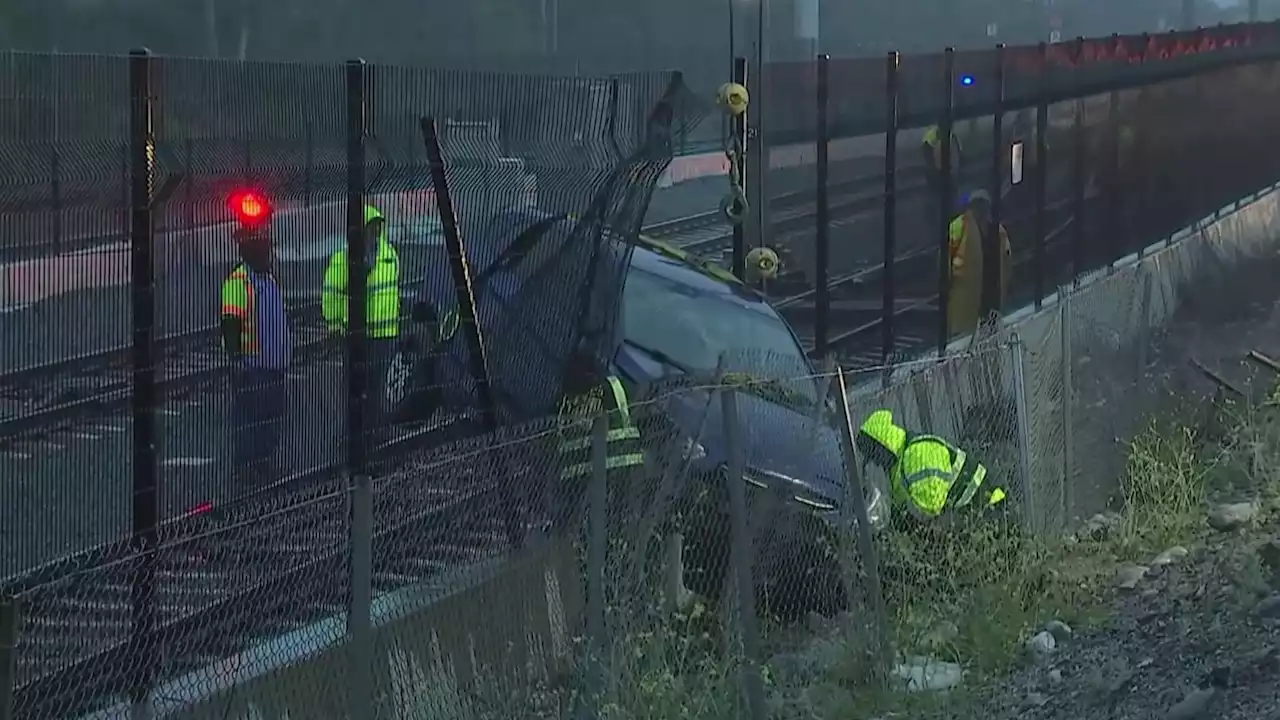 Train Strikes SUV That Crashed Off 210 Freeway and Landed on Tracks in Irwindale