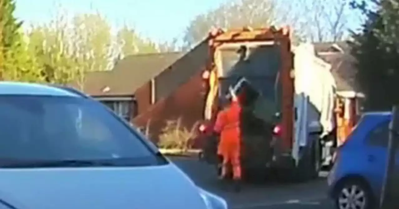 Woman' gobsmacked as bin man puts whole wheelie bin into lorry