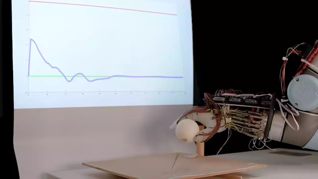 Watch a robot hand only use its 'skin' to feel and grab objects