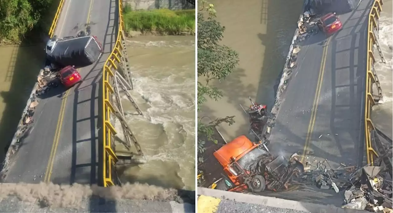 Posibles causas de desplome del puente en río La Vieja; hay 2 departamentos incomunicados - Pulzo