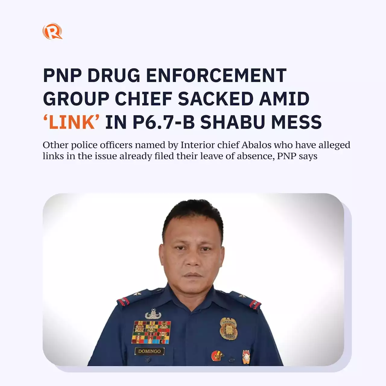 PNP Drug Enforcement Group chief sacked amid 'link' in P6.7-B shabu mess