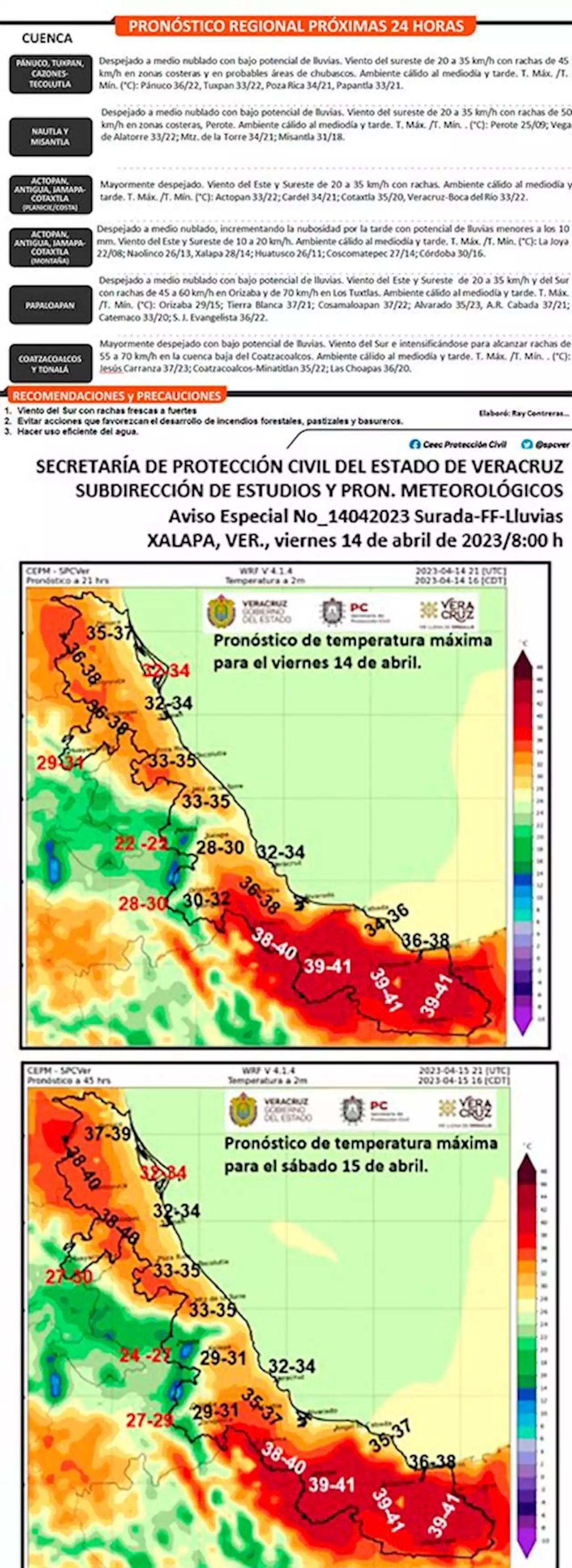 Por surada, ambiente caluroso y pocas lluvias este viernes en Veracruz