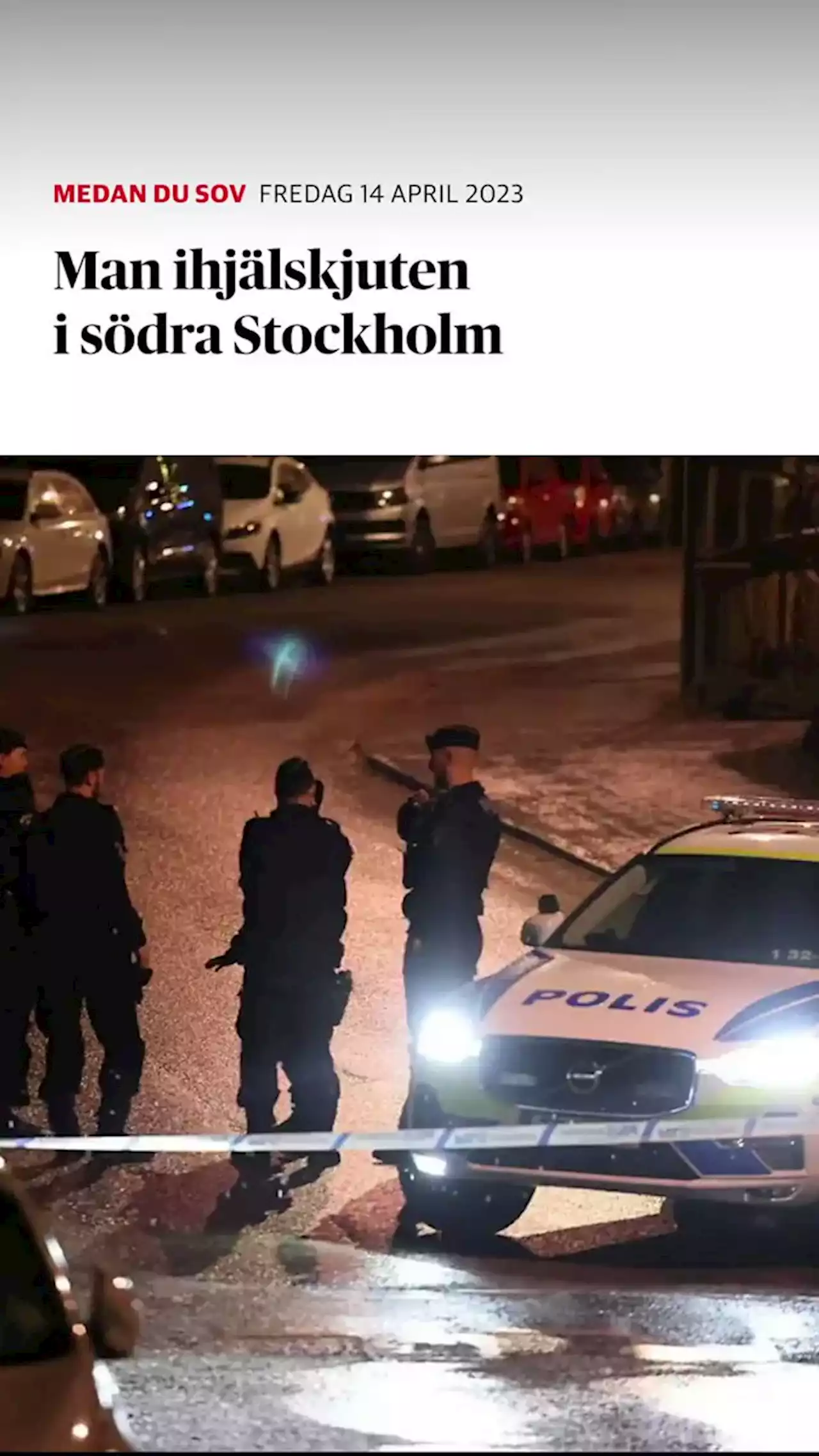 Man ihjälskjuten i södra Stockholm