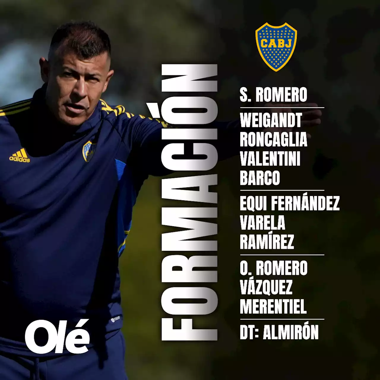 Boca: Barco titular y ocho cambios para recibir a Estudiantes