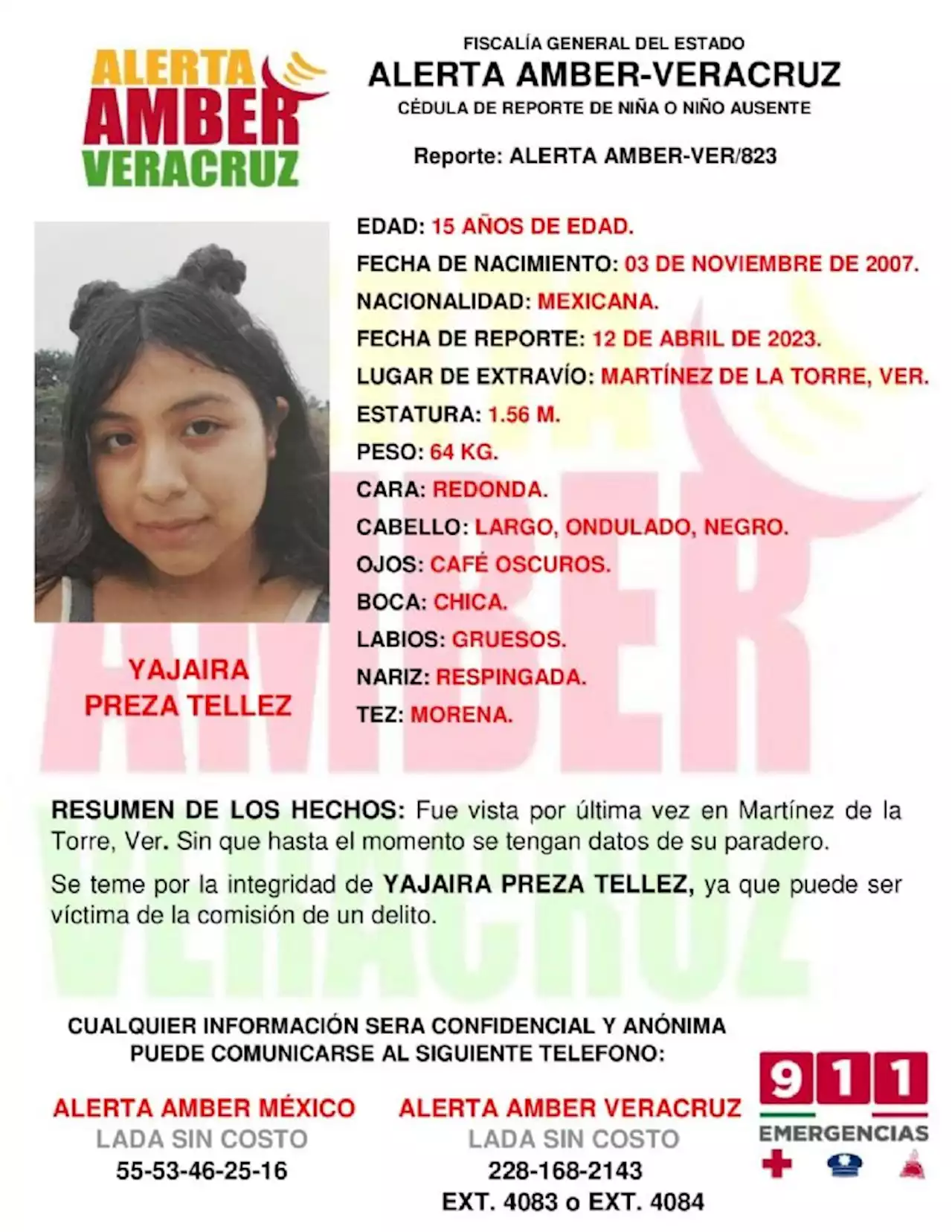 Buscan a Yajaira, menor de 15 años desaparecida en Martínez de la Torre