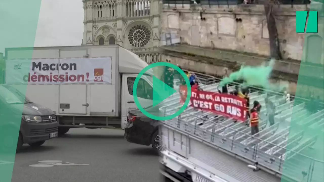 En camion ou en bateau-mouche, la CGT a réussi à interpeller Macron à Notre-Dame