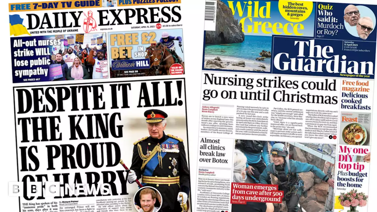 Newspaper headlines: ‘King proud of Harry’ and nurses' strike reaction