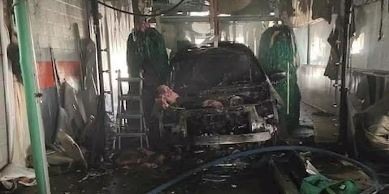 Minivan goes up in flames inside Medina County car wash