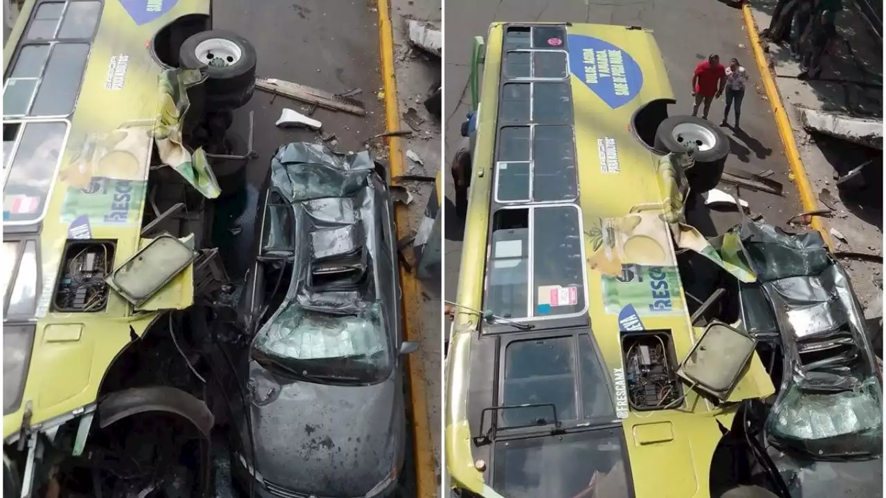 VIDEO: Aparatoso accidente vial en la Calzada Vallejo en Tlalnepantla, hay dos lesionados