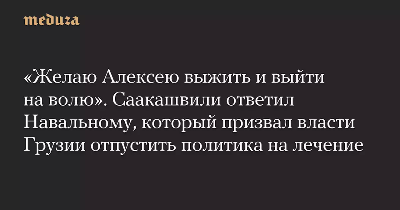 «Желаю Алексею выжить и выйти на волю». Саакашвили ответил Навальному, который призвал власти Грузии отпустить политика на лечение — Meduza