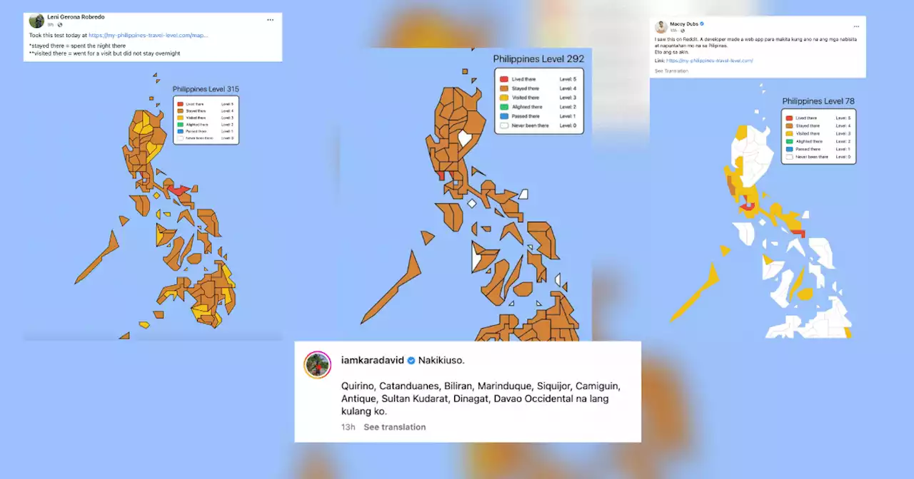 LOOK: Leni Robredo, Kara David, Macoy Dubs, and more share their 'Philippine Travel Level'