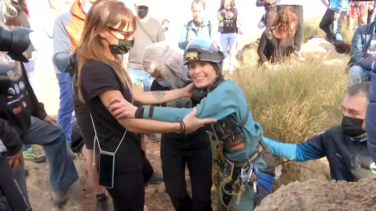 Spanish extreme athlete emerges into daylight after 500 days in cave