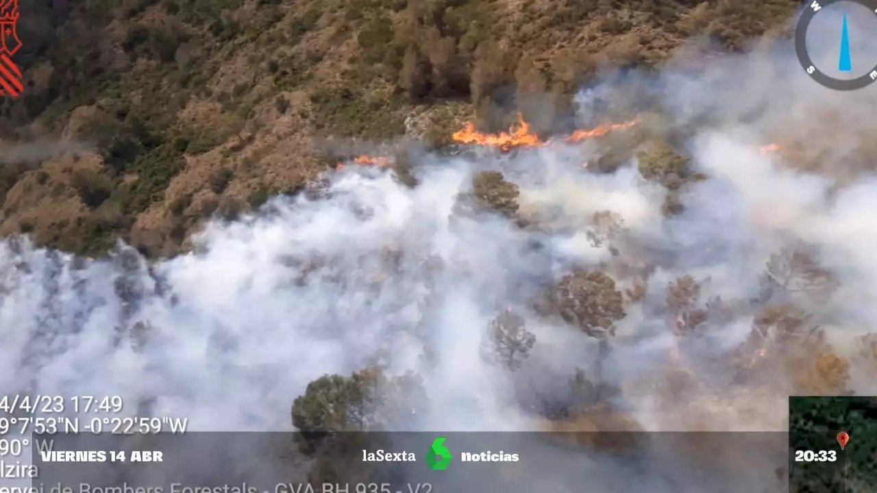 Un incendio forestal en Alzira (Valencia) amenaza el Paraje Natural de La Murta y La Casella